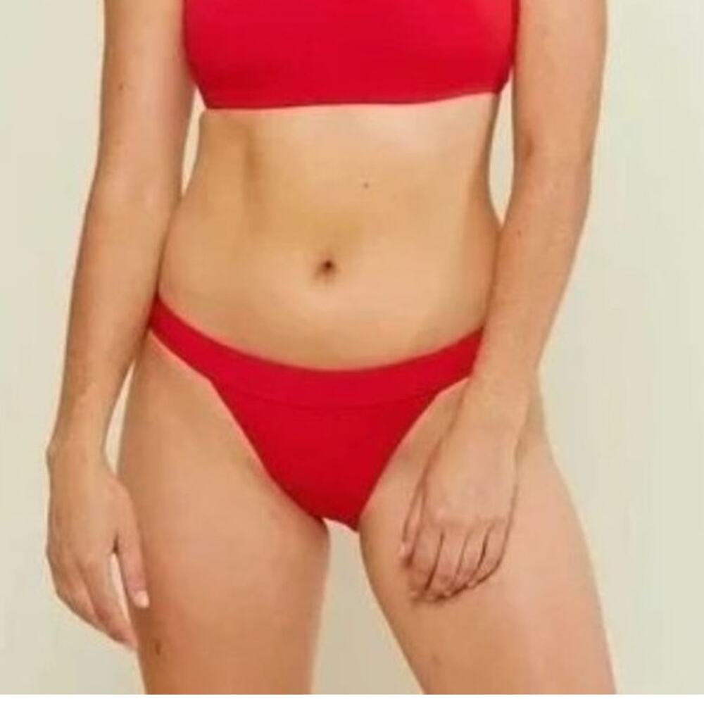 NWT Andie The Banded Sporty Cheeky Bikini Bottom Swim High Leg Cut XL Cherry Red